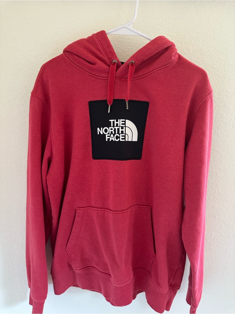The North Face Men's Red Crewneck Hoodie with Logo Patch